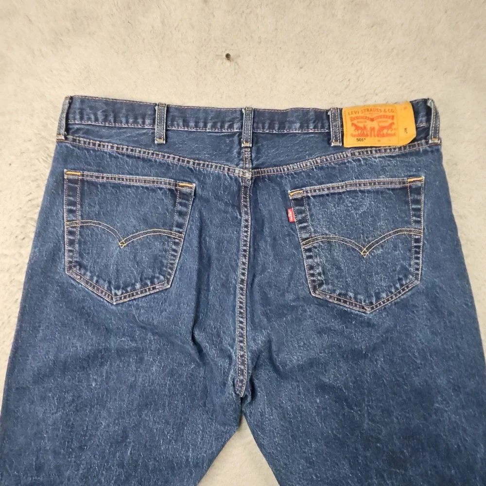 Levis 501 Jeans Mens 44x34 Blue Denim Classic Straight Cowboy Classic Dark Wash